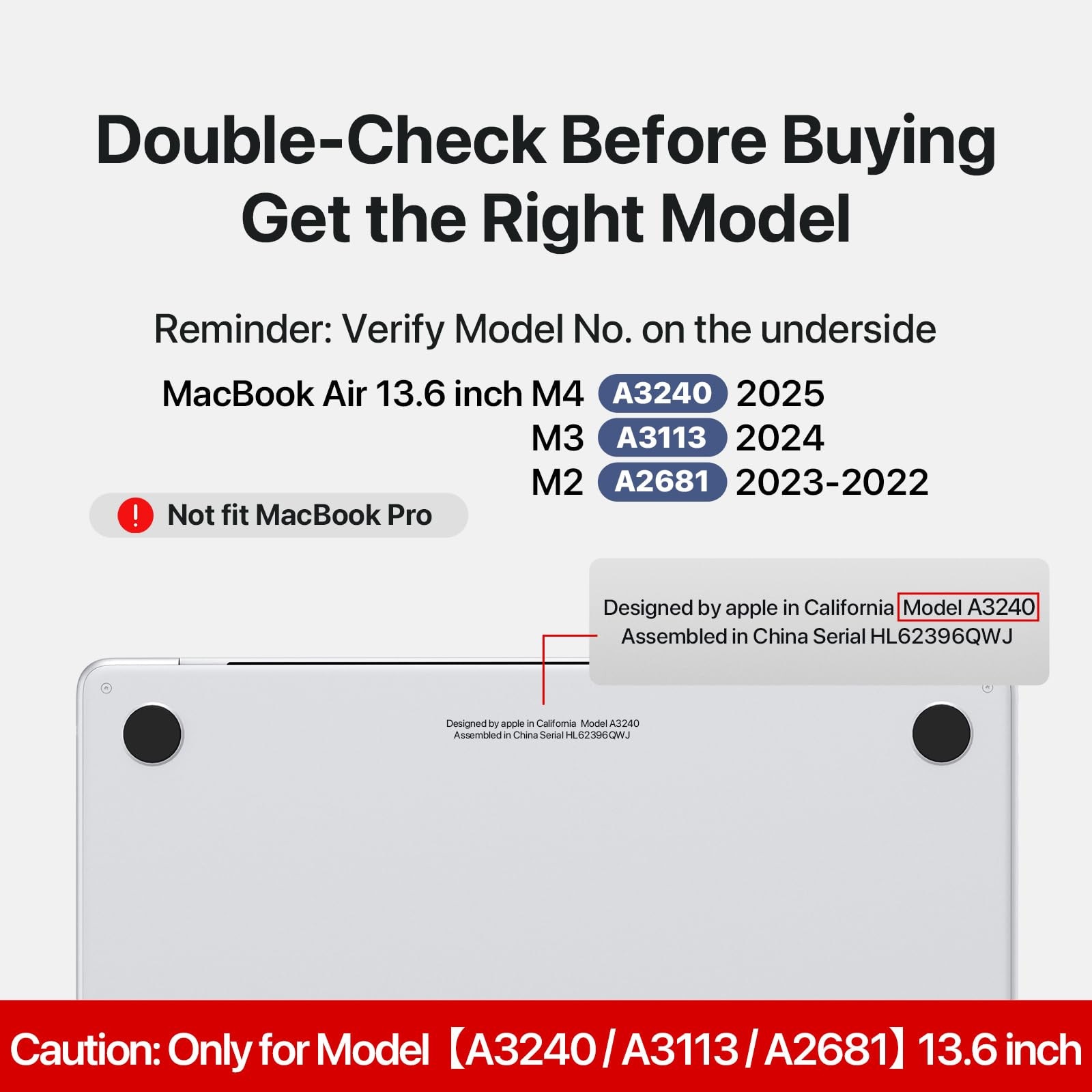 EXCITAT® Husa rigida mata compatibila cu MacBook Air 13.6" (A2681 / A3113 / A3240 / A3449) – Carcasa semi-transparenta cu suport ascuns, pentru M2 / M3 /M4 2022–2025