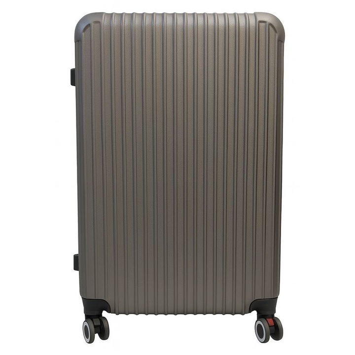 Utazókocsi, 4 dupla kerékkel 360 fokban, kombinációs zár, ABS, szürke 36x30x74cm