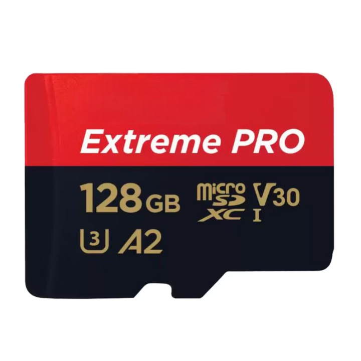 Card de memorie Extreme PRO microSDXC 128GB, pana la 200MB/s & 90MB/s Read/Write speeds A2 C10 V30 UHS-I U3 + SD Adapter