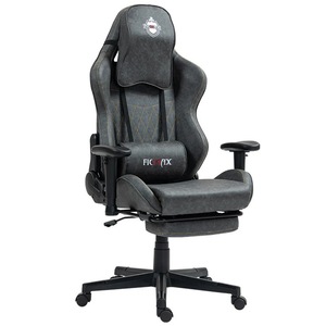 Scaun Gaming Clasic din Piele – Spatar Reglabil, Cilindru Clasa 4, Cadru Metalic, Spuma cu Densitate Mare, Optional cu Suport pentru Picioare, Ergonomic si Confortabil pentru Birou sau Gaming, Negru