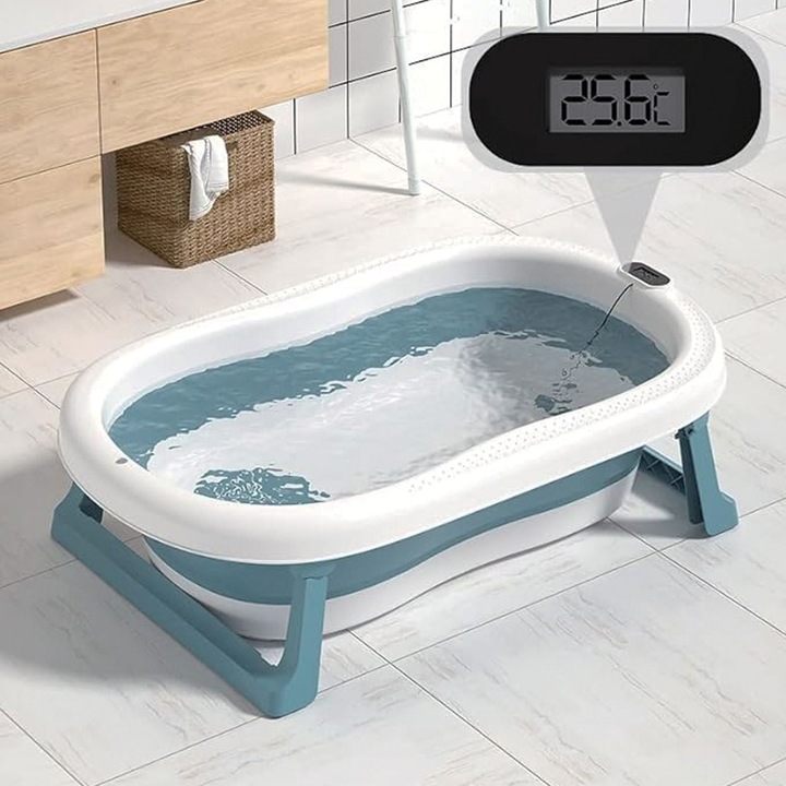 Cada pliabila cu termometru digital pentru bebelusi 81x45x21.5cm