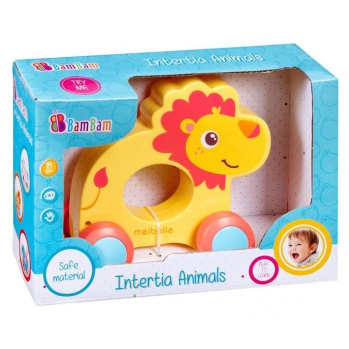 Jucarie de tras BamBam, Leu, pentru copii 18 luni+