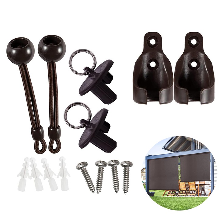 Set 2 legaturi anti-vant pentru perdele, TREXORA, elastica, maro inchis