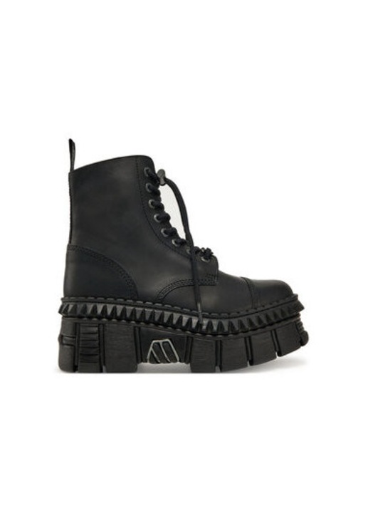 Ghete dama, New Rock, piele naturala, negru, Negru