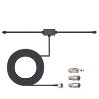 Antena radio FM, TREXORA, 3 adaptoare conector, instalare adeziva pe perete, compatibilitate larga cu Onkyo, Sony, Bose, potrivita pentru utilizare in interior/exterior, receptie stereo, neagra