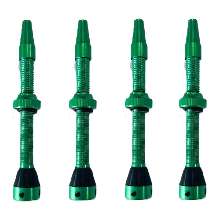 Valve Tubeless Presta (4 buc), 44 mm cu 5 iesiri de aer, pentru Biciclete de Sosea, MTB, Cross country, Trail, Enduro, Downhill, Verde