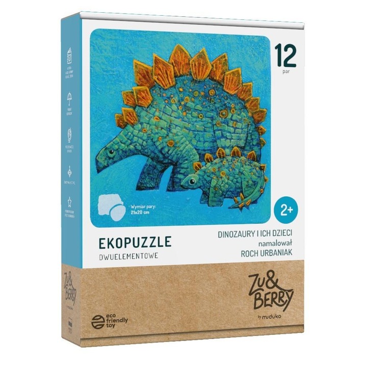 Puzzle MUDUKO Dinozauri si copii, set, 2 elemente, 30x30cm