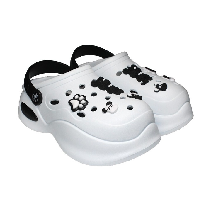 Papuci/saboti, clogs, pentru femei, spuma EVA, alb si negru