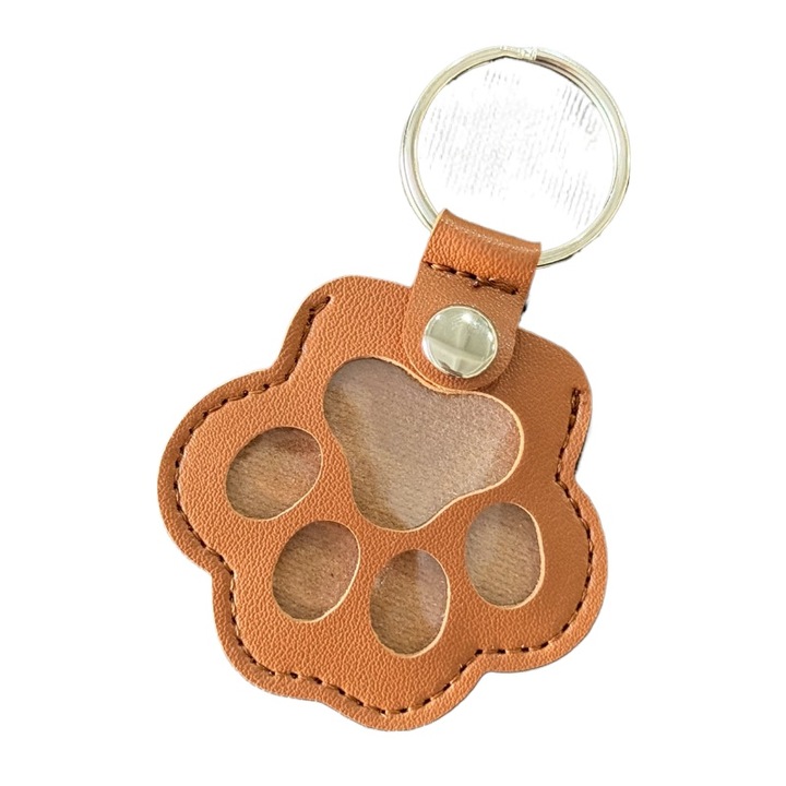 Breloc in forma de labuta animal, piele PU, maro