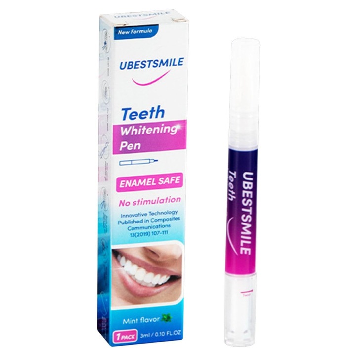 SUPER TRENDS® Премиум гел за избелване на зъби, препарат за премахване на петна, екстракт от мента, форма на молив, 1 брой