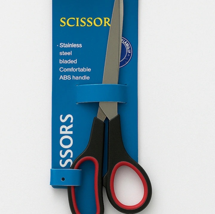 Универсални ножици 19 см, остриета от неръждаема стомана, ергономична неплъзгаща се дръжка, идеални за офис и училищни дейности