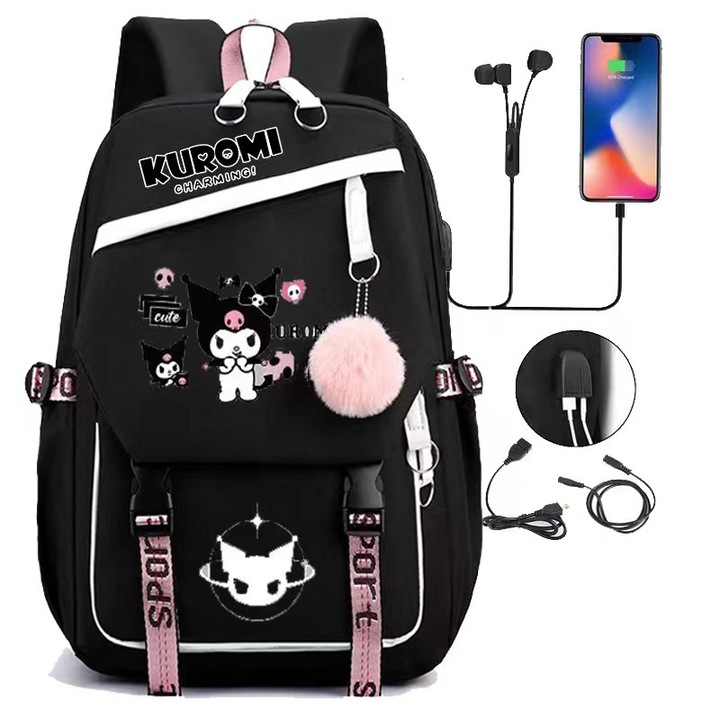 Ghiozdan pentru elevi, capacitate mare, negru, 47x30x19cm, Bag-10