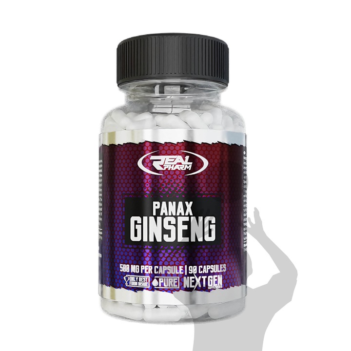 Panax Ginseng Real Pharm® 500mg – 90 Capsule, Energie, Vitalitate, Concentrare, Supliment Natural pentru Sportivi si Stres