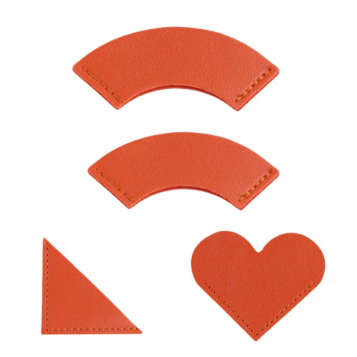 Set de semne de carte din piele, 2 în formă de evantai, 1 în formă de inimă, portocaliu, pentru cititori și copii