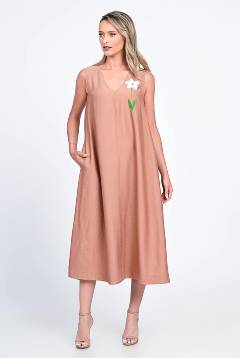 Rochie Dama, Eranthe, V-Neckline V323P, cu Pictura Realizata Manual