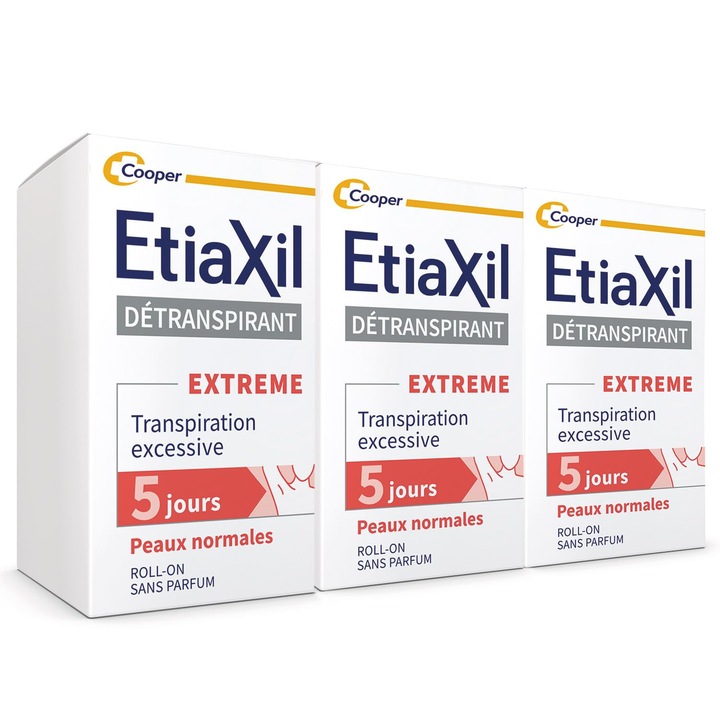 Etiaxil рол-он антиперспирант, 15 мл, комплект от 3 броя, за прекомерно изпотяване, подмишници, нормална кожа
