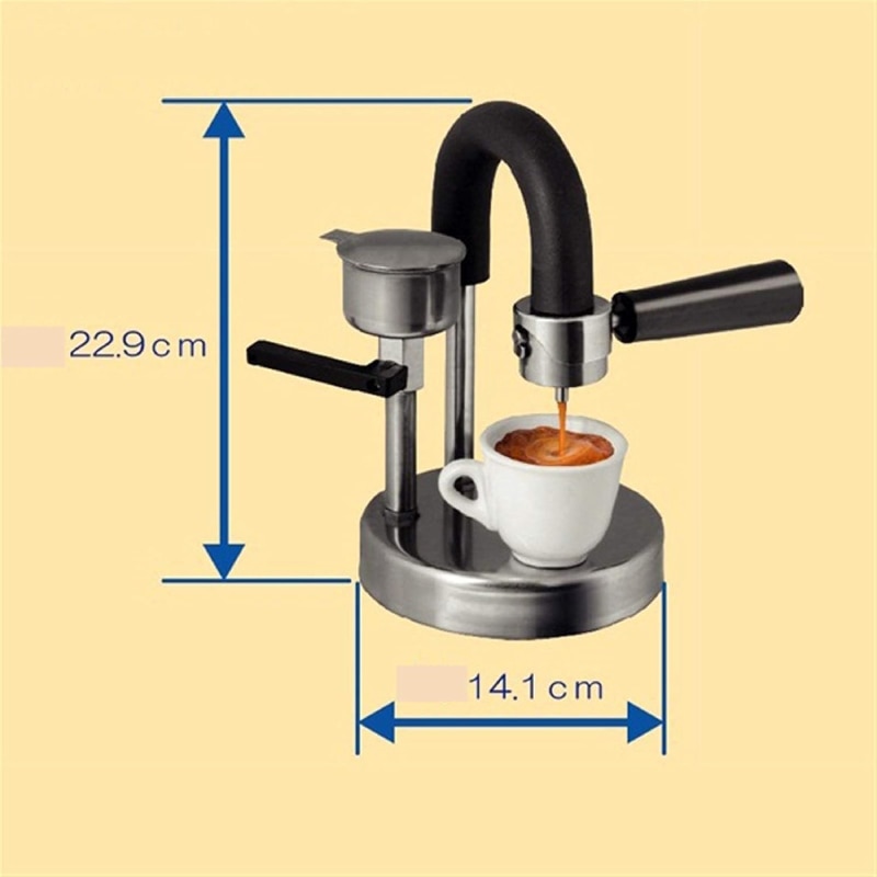 Aparat Portabil KAMIRA, Solutia inteligenta pentru un espresso autentic italian direct de pe aragaz, din Inox, Ideal pentru Acasa, Birou, Calatorii, Camping sau Picnic, Tip Espresso Manual