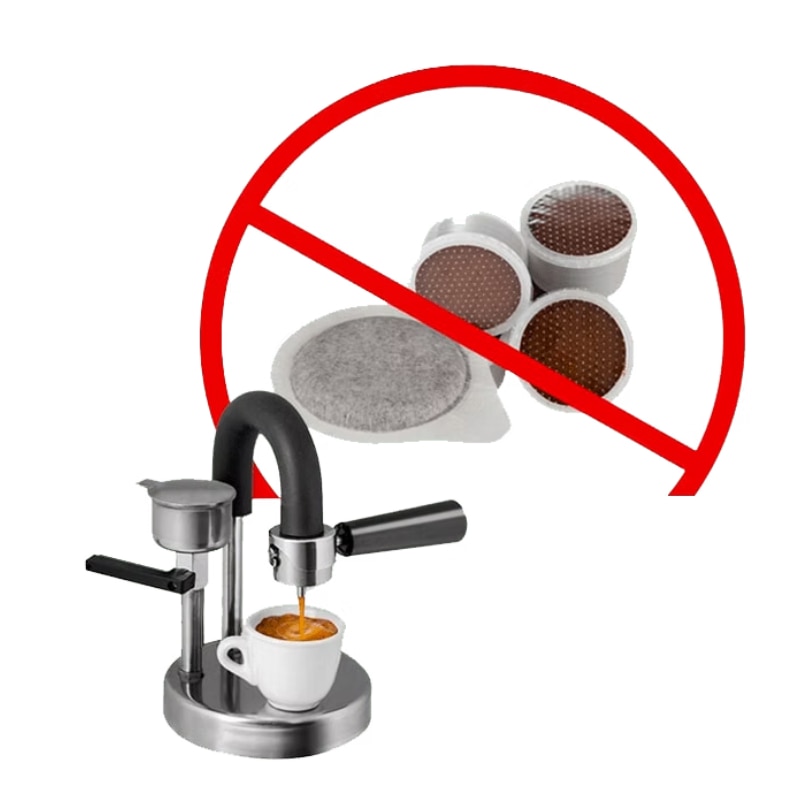 Aparat Portabil KAMIRA, Solutia inteligenta pentru un espresso autentic italian direct de pe aragaz, din Inox, Ideal pentru Acasa, Birou, Calatorii, Camping sau Picnic, Tip Espresso Manual