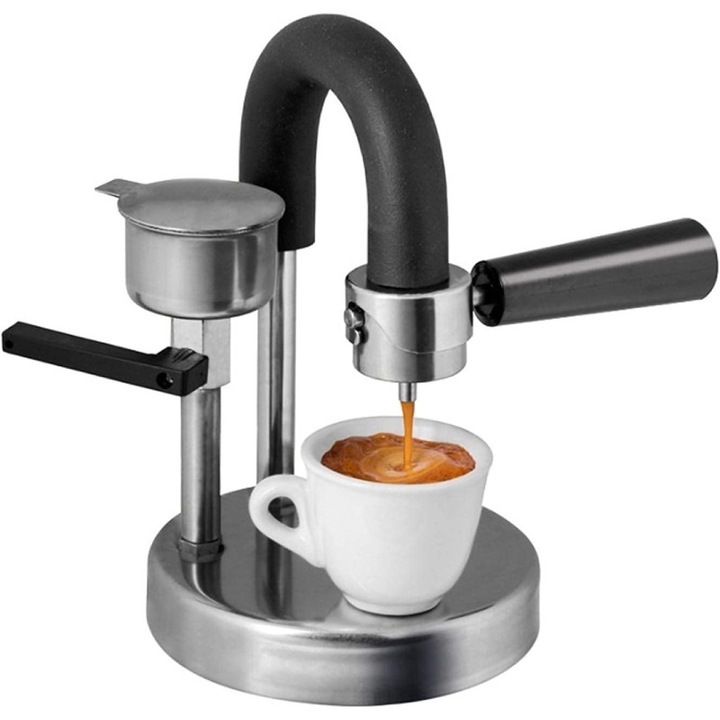 KAMIRA hordozható kávéfőző, Az okos megoldás az autentikus olasz eszpresszóhoz közvetlenül a tűzhelyről, rozsdamentes acélból készült, Ideális otthonra, irodába, utazáshoz, kempingezéshez vagy piknikhez, Manuális eszpresszó típus