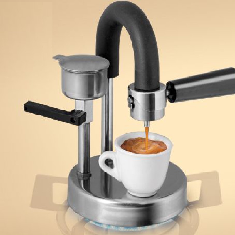 Aparat Portabil KAMIRA, Solutia inteligenta pentru un espresso autentic italian direct de pe aragaz, din Inox, Ideal pentru Acasa, Birou, Calatorii, Camping sau Picnic, Tip Espresso Manual