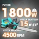 Fierastrau electric (Drujba) cu lant Herrgut, 2 x baterie 6000 mAh, 16 inch, motor fara perii, putere 1800W, fast charging, pe acumulator, cu sistem de lubrifiere, albastru/negru