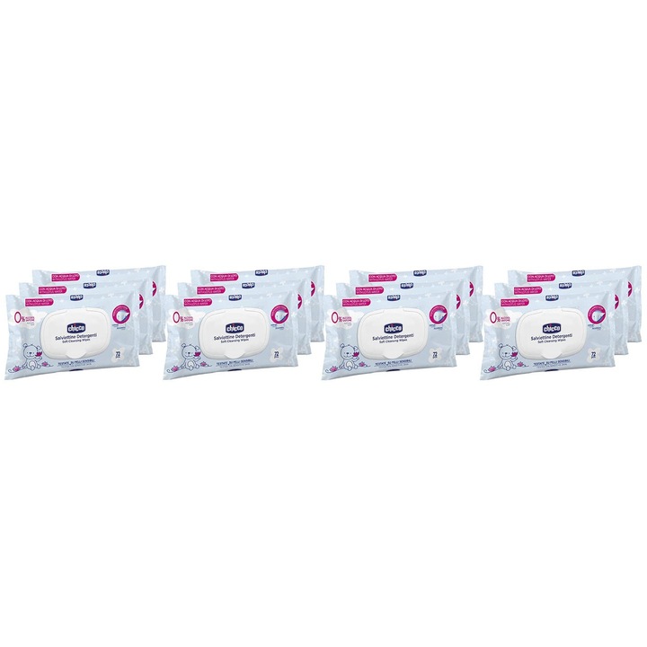 Мокри кърпички Chicco за новородени, без алкохол, ароматизирани, комплект от 12 броя x 72 броя
