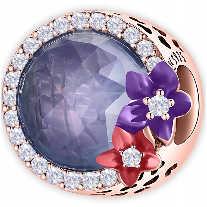 Talisman Din Argint 925 Charm, Larezo, Margele Din Cristal, Argint 925wqfwq Placat Cu Auriu, Cristal Cu Zirconii, Cutie De Bijuterii, Auriu, Roz, 10 mm