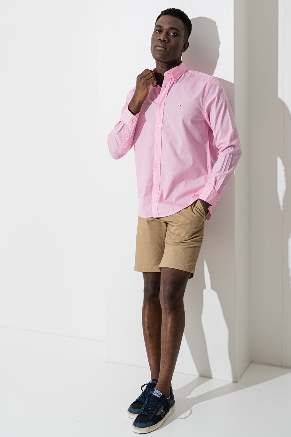 Tommy Hilfiger, Camasa regular fit din bumbac, Roz pastel, S