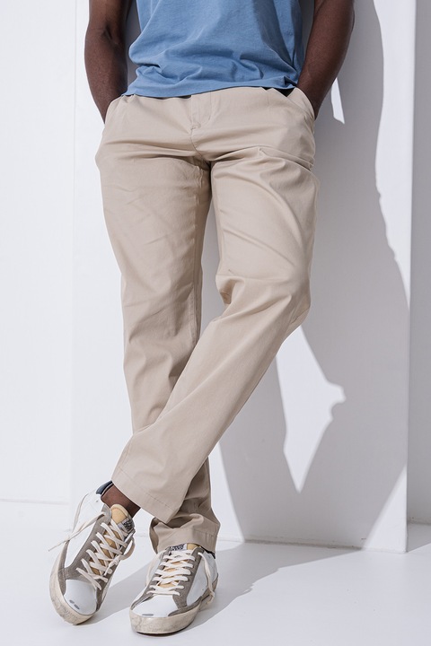 Tommy Hilfiger, Pantaloni regular-fit cu snururi, Maro nisip