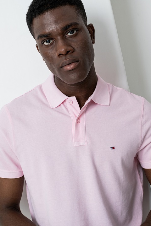 Tommy Hilfiger, Tricou polo din bumbac organic, Roz pastel