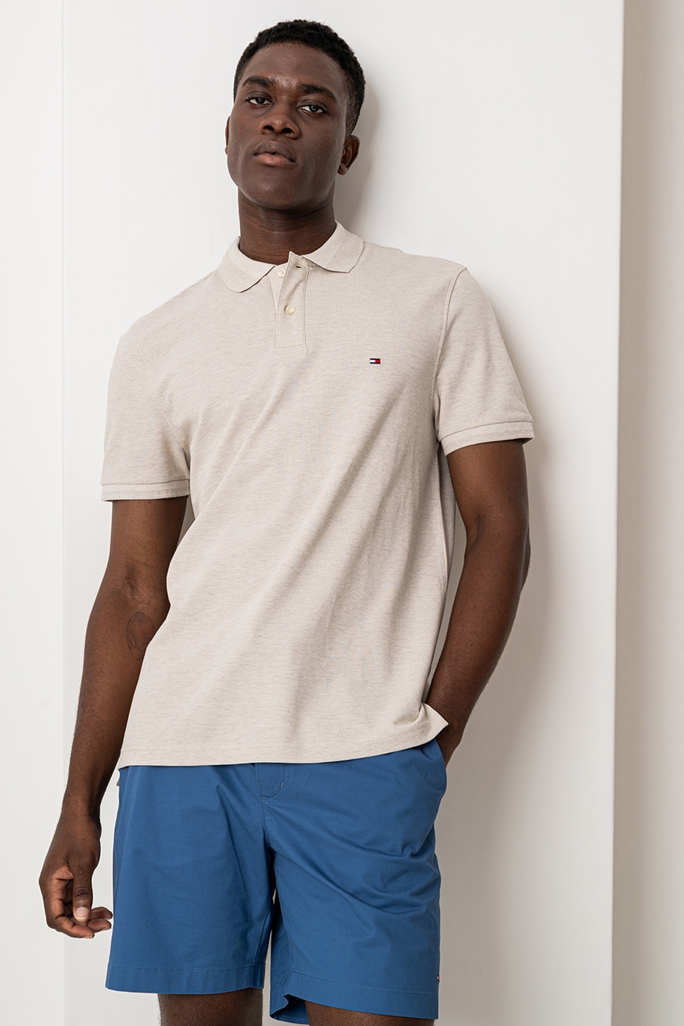 Tommy Hilfiger, Tricou regular-fit cu guler polo, Bej melange, XL