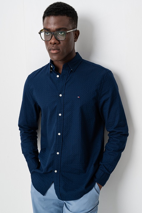 Tommy Hilfiger, Normál fazonú texturált ing, Tengerészkék