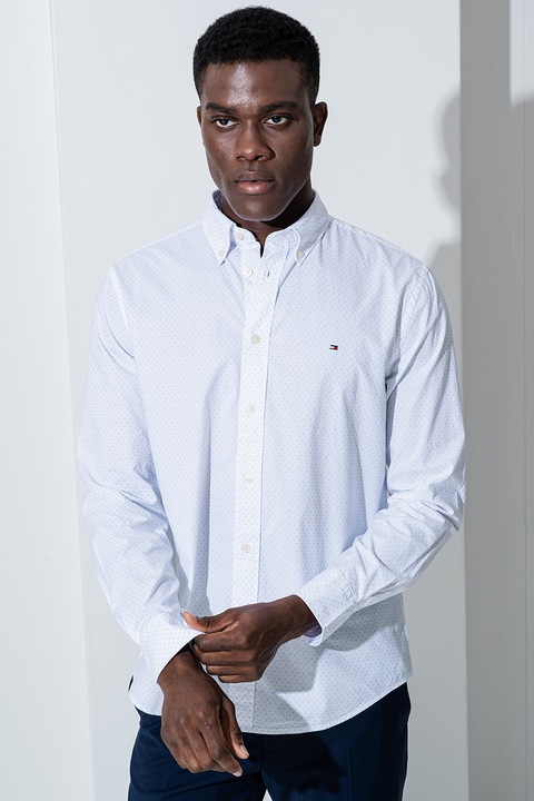 Tommy Hilfiger, Geometrikus mintájú pamuting, Pasztellkék/Fehér