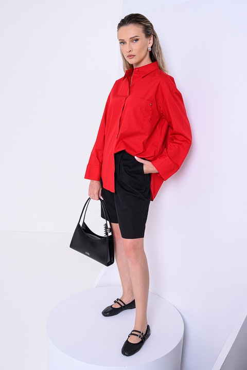 Tommy Hilfiger, Свободна риза от органичен памук, Червен, 2XL