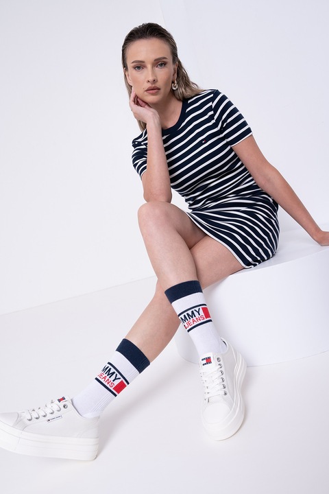 Tommy Hilfiger, Mini pólóruha, Fehér/Tengerészkék