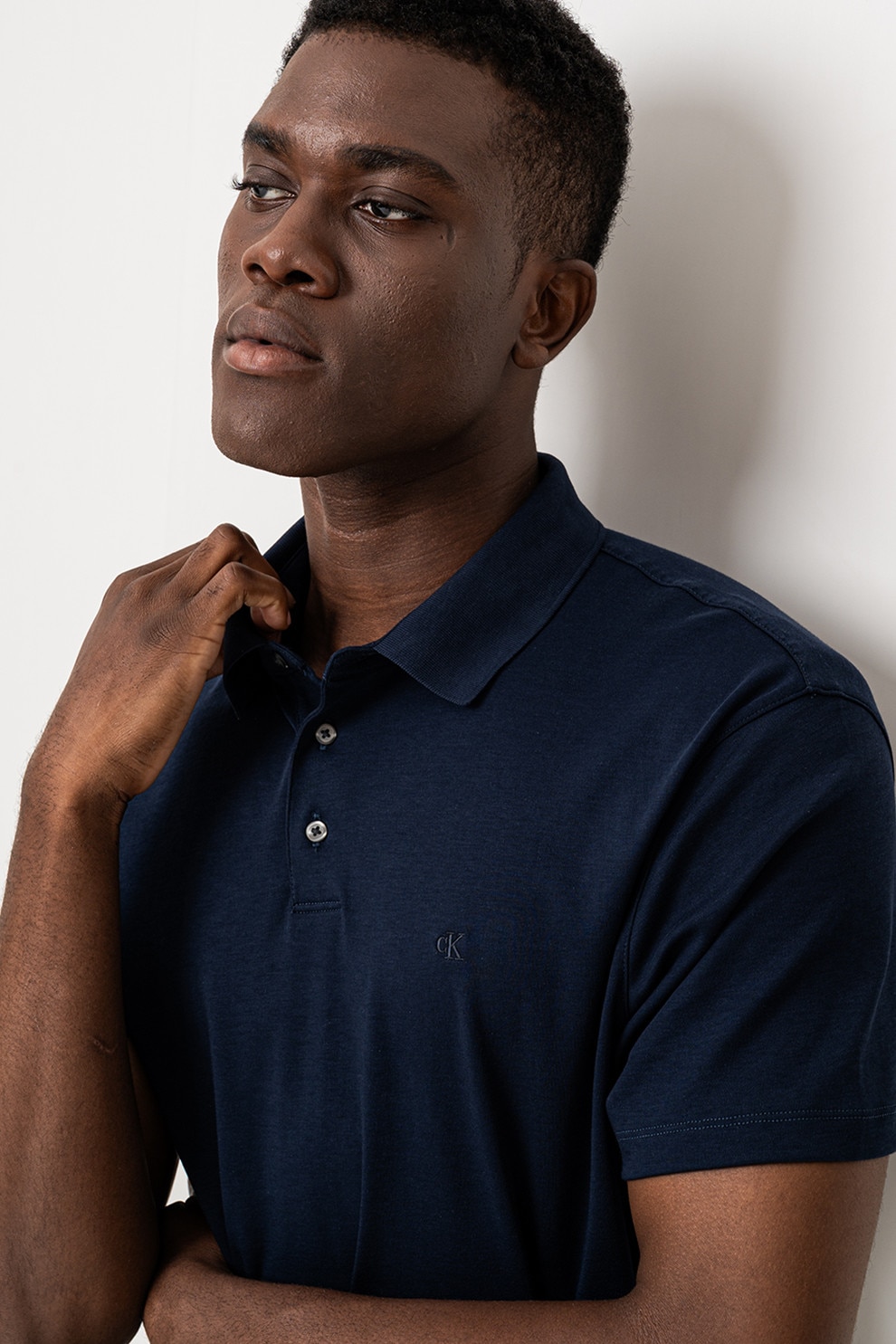 CALVIN KLEIN, Tricou polo din bumbac, Bleumarin, M