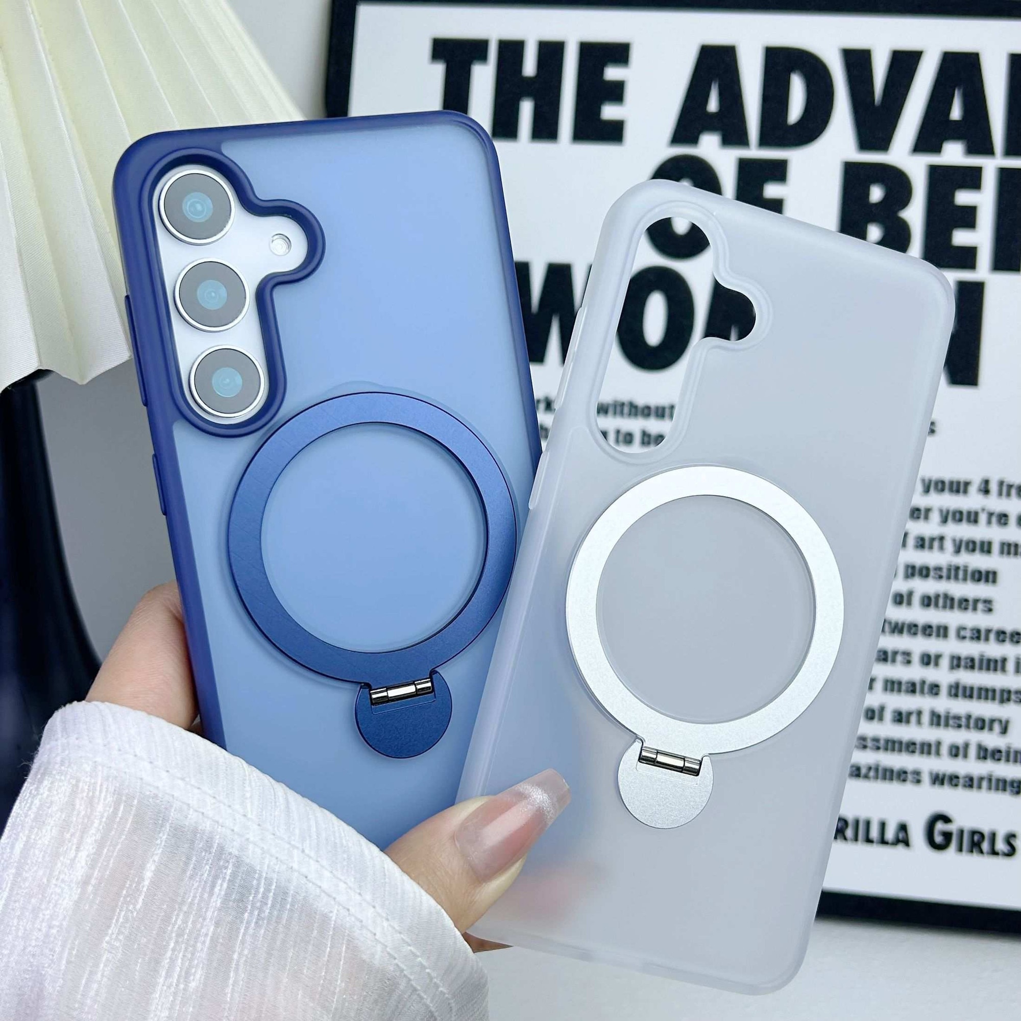 Husa pentru Samsung Galaxy S25 Ultra, Magnetic MagSafe, Suport Rotativ Magnetic 360, Albastru transparent