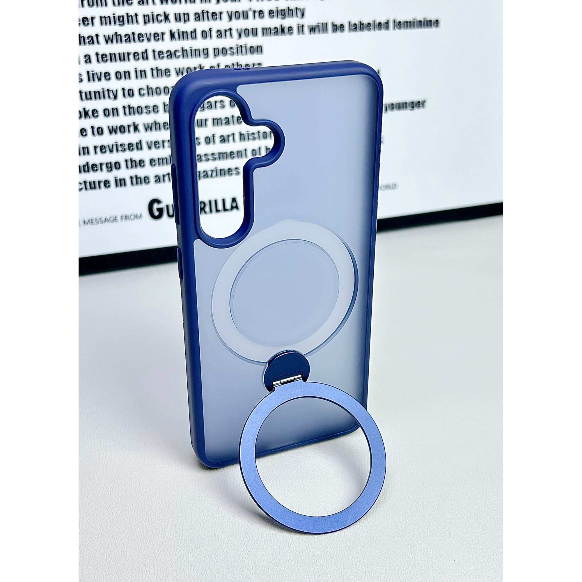 Husa pentru Samsung Galaxy S25 Ultra, Magnetic MagSafe, Suport Rotativ Magnetic 360, Albastru transparent