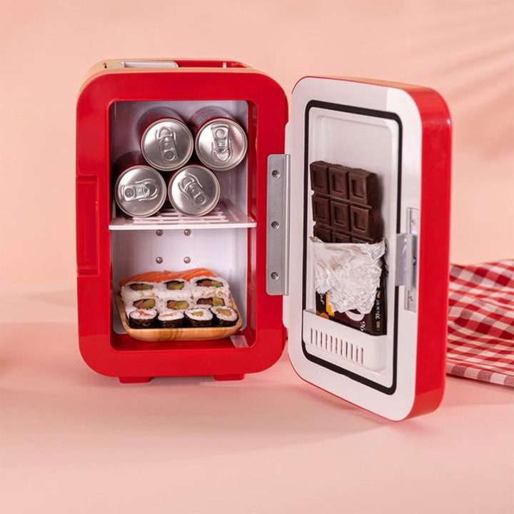 Mini Frigider Portabil autoturism, camion sau la priza - Racire si Incalzire, Capacitate 6L, Alimentare 12V/24V si 220V, Ideal pentru Calatorii si Camping