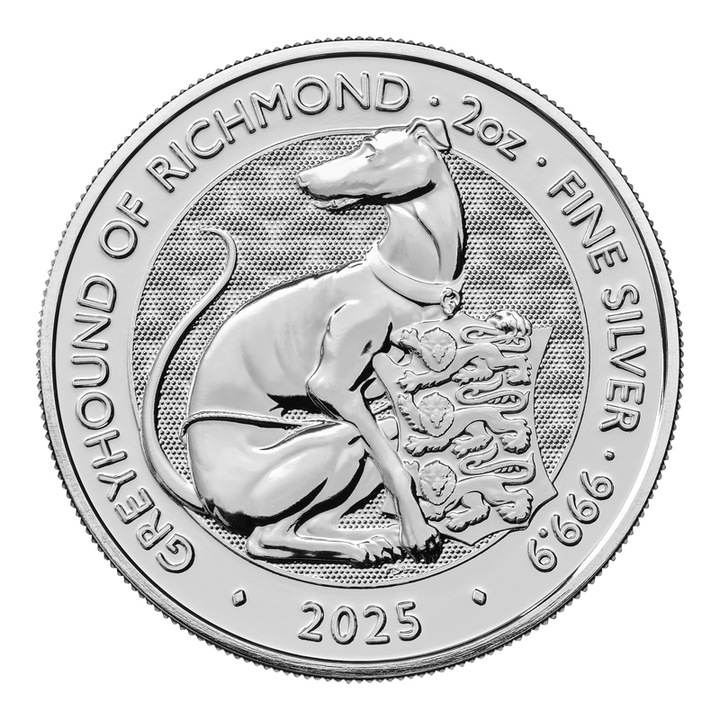 Moneda Argint Tudor Beasts: The Greyhound of Richmond, 2 Oz, 62,2 g, puritate 999