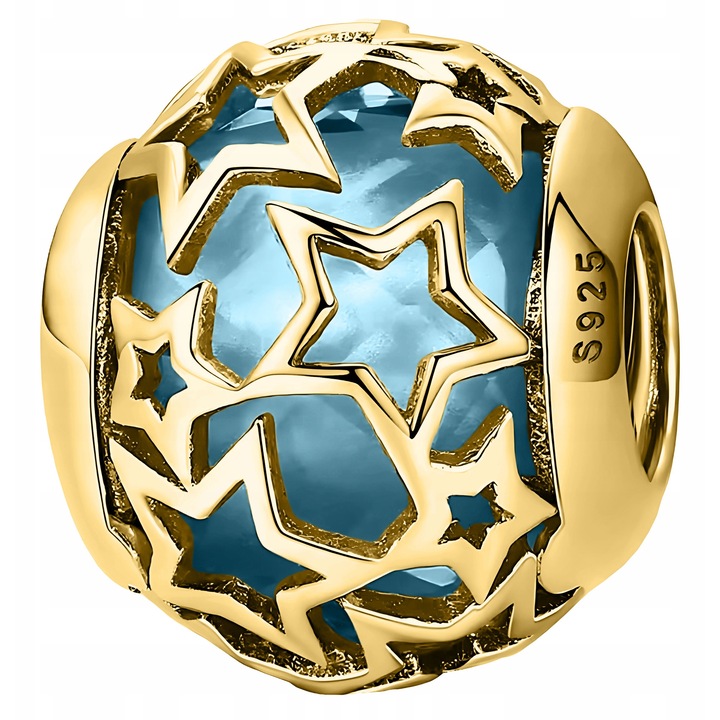 Talisman Din Argint 925 Charm, Larezo, Margele, Argint 925 Placat Cu Auriu, Elegant, Stil Galactic, Include Cutie De Bijuterii, Auriu