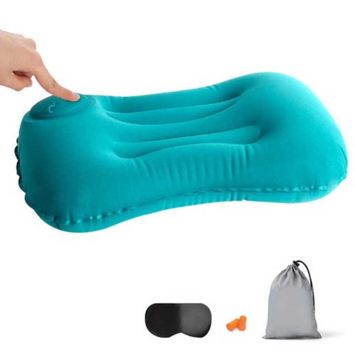 Perna gonflabila ultrausoara Haiaveng, ergonomic, compresibila, pentru camping, drumetii, plaja