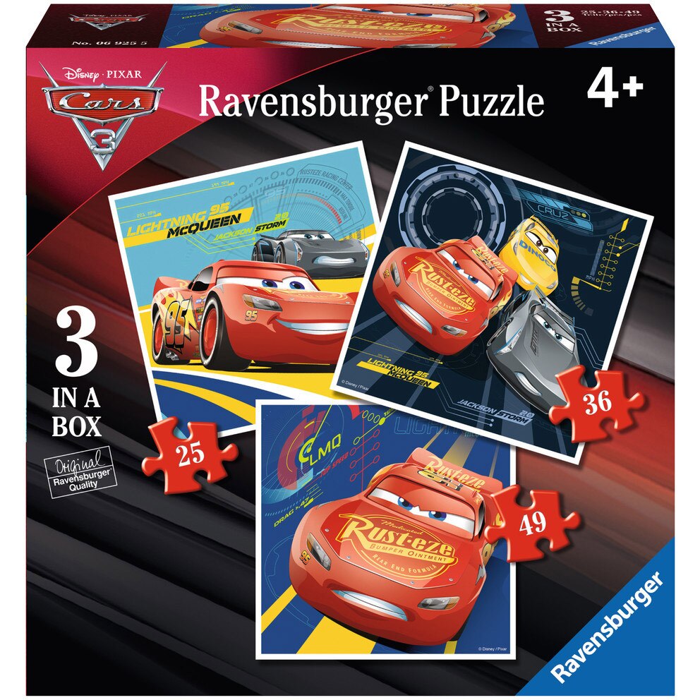 Puzzle Ravensburger - Disney Cars, 3 in 1, 25/36/49 piese