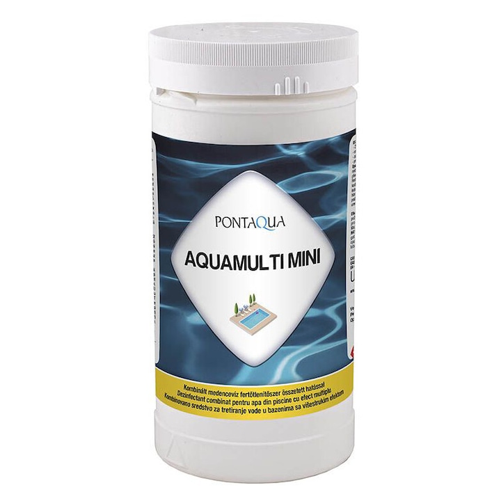 PoolTrend / PontAqua AQUAMULTI MINI kombinált medence klórozó, algaölő, pelyhesítő vízkezelő szer, 1 kg (50 db tabletta)