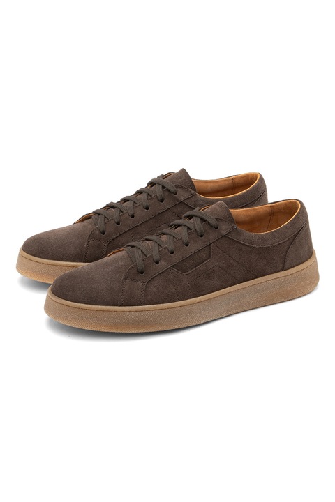 RYŁKO, Pantofi casual de piele intoarsa cu sireturi, Maro taupe, 42