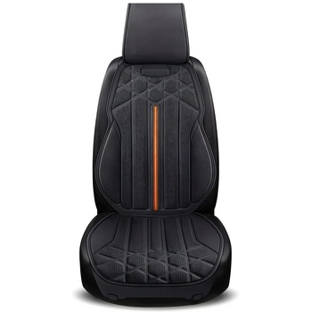 Husa Premium Scaun Auto Elindor® Huse Universale pentru Protectie Sezut si Spatar Scaune Fata, Piele Moale Suede Respirabil, Antialunecare, Accesorii Masina Huse Interior, Usor de Curatat, 91×47/63×45 cm, Negru
