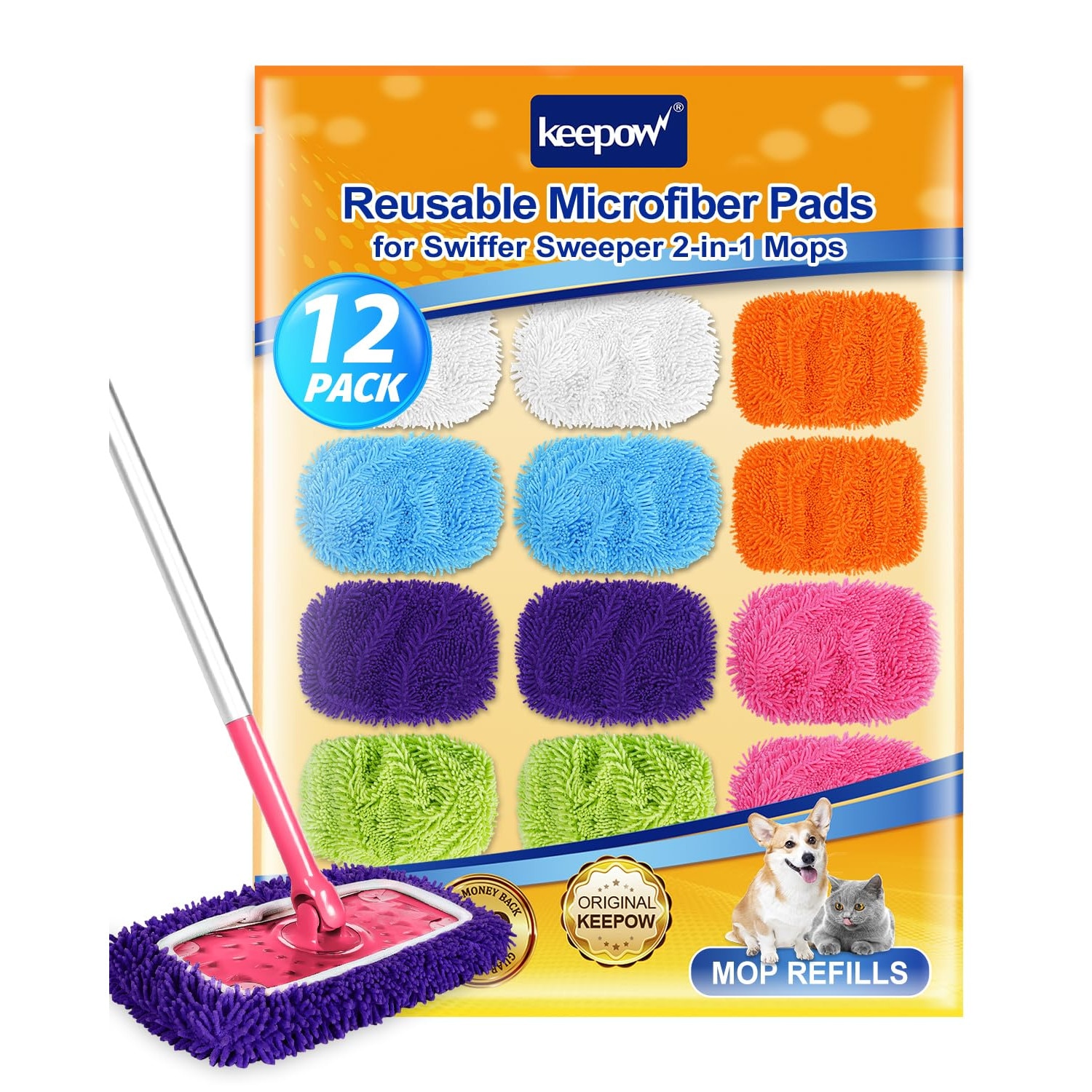 SweetOlive品 Set 12 lavete umede reutilizabile pentru mop Swiffer, 30cm, 6