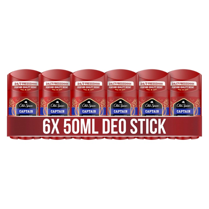 Old Spice Captain dezodor stift, 6 x 50 ml-es készlet, alumíniummentes, roll-on felvitel, férfi