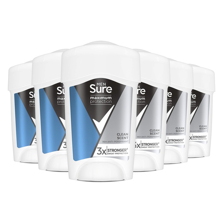 Дезодориращ крем Sure/Rexona със свеж аромат за мъже, максимална защита, антиперспирант, дезодорант, 45 мл