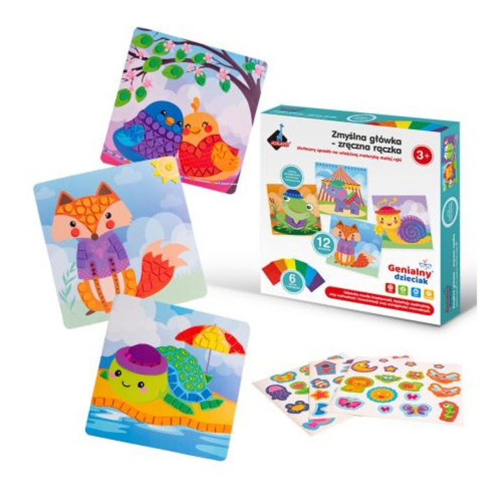 Set de pictura cu diamante Askato, 12 imagini, 50 autocolante, 250 diamante, 26.5x26.5x4.8cm